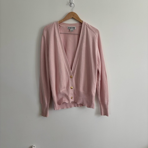 Vintage Cotton Light Pink and Gold Cardigan Sweater - Picture 5 of 14